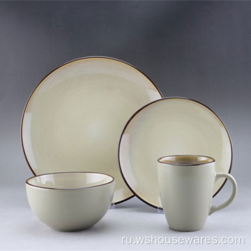 Высококачественные красочные глазурованные белые керамические обеденные тарелки